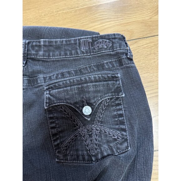 Kut From‎ The Kloth Jeans Women 14  Black Denim Wider Leg Hippie Boho Preppy - Picture 11 of 12
